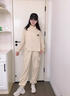 貝孩趣女童衛衣秋裝套裝2025新款兒童大童春秋時(shí)尚洋氣運動(dòng)工裝褲兩件套 杏色 150 碼(建議身高135-145厘米) 曬單實(shí)拍圖