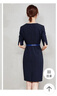 羅蒙（ROMON）工作服女夏連衣裙高貴優(yōu)雅氣質(zhì)高端包臀售樓部工裝女五分袖職業(yè)裙 藏青色款五分袖 藍色腰帶 3XL 133-143斤左右 曬單實(shí)拍圖