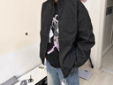 卡圖弛cleanfit工裝立領(lǐng)飛行員夾克男秋季美式高街痞帥短款外套棒球服 黑色 XL 曬單實(shí)拍圖