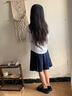 衣諾坊女童半身裙中長百褶裙子春秋兒童畢業(yè)演出服團體服校服 曬單實拍圖