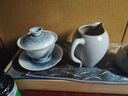 花桓結晶釉三才蓋碗一壺兩杯陶瓷泡茶器功夫茶具套裝家用茶碗茶杯茶盤(pán) 結晶釉·三才蓋碗(藍)-小套組+茶盤(pán) 曬單實(shí)拍圖