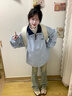 JAVC兩面穿美式復古春秋拼接外套新款寬松情侶兩件休閑學(xué)生夾克上衣潮 淺藍色藏青-兩面穿 L 建議 105-115斤 曬單實(shí)拍圖