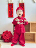 G.DUCKKIDS小黃鴨童裝嬰兒套裝春秋寶寶抓周歲禮服百天滿月服秋季中國風唐裝 A類-紅色三件套 80 尺碼建議9-12個月cm 曬單實拍圖
