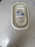 貝喜嬰兒洗澡盆寶寶0-3-6歲新生幼兒童大號(hào)加厚可折疊坐躺托用品浴盆 念愫棕浴盆+感溫浴架+禮包 曬單實(shí)拍圖