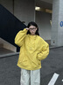 KAMA綠色衣服褂子長(cháng)袖套頭夾克衫2025新款秋季情侶微闊版型休閑外套 黃色 M 曬單實(shí)拍圖