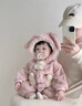 G.DUCKKIDS小黃鴨童裝嬰兒衣服秋冬加絨新生兒連體衣寶寶冬裝棉服毛毛衣外套 杏色 80cm 80碼7-11月(建議寶寶75-)cm 曬單實(shí)拍圖