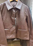 優(yōu)衣庫女裝仿皮短茄克/外套休閑時尚翻領(lǐng)夾克480060 38 深褐色 XL /165/92A 曬單實拍圖