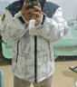 波司登（BOSIDENG）【反季】羽絨服國(guó)標(biāo)90絨男女情侶冬季短款潮流涂鴉連帽外套 雪嶺山脈9BE9 L 170/92A 曬單實(shí)拍圖