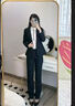 梵蒙羊毛西服套裝女式商務(wù)休閑職業(yè)正裝西裙西褲三件套XF001NK2051 藏青色 XF001NK2051 M 155/78 曬單實(shí)拍圖
