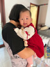 G.DUCKKIDS小黃鴨女童套裝春秋款連衣裙周歲女寶寶公主裙禮服兒童秋冬兩件套 紅色春秋套裝（花朵款夾子） 90 尺碼1~2歲【 80-90cm】 曬單實(shí)拍圖