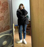 短款棉服女加厚立領(lǐng)面包服寬松簡(jiǎn)約百搭羽絨棉冬季學(xué)院風(fēng)棉襖外套 黑色 M （110-125斤） 曬單實(shí)拍圖