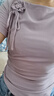 香影正肩短袖t恤女紫色2025夏季新款不規(guī)則修身天絲收腰小衫上衣 紫色 M 160/84A/95-110斤 曬單實拍圖