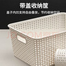 名創(chuàng)優(yōu)品（MINISO）格紋仿藤編帶蓋收納筐 桌面收納盒宿舍辦公雜物收納籃 中號2個裝 曬單實拍圖
