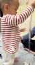 優(yōu)衣庫嬰幼兒寶寶圓領(lǐng)T恤/長袖條紋25秋冬新款479651 15 珊瑚紅色 80 曬單實拍圖