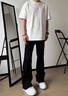 2025春秋新款男生cleanfit垂感微喇牛仔褲男休閑微喇長褲潮流百搭 黑色 L 曬單實拍圖