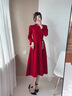皮爾卡丹旗袍敬酒服2025新款秋冬結婚訂婚禮服連衣裙感小個(gè)子回門(mén)便裝 酒紅色 S 曬單實(shí)拍圖