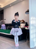 艾舞戈新款舞蹈服女兒童芭蕾舞裙練功服長袖女童公主跳舞蓬蓬裙子 黑色-開襠 140 曬單實(shí)拍圖