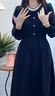 妖精的口袋黑色針織拼接收腰連衣裙女2025年春新款赫本風長袖裙子 時尚黑色 S 曬單實拍圖