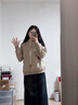 紅蜻蜓衛(wèi)衣女長袖t恤2025年秋冬季新款女裝連帽加絨加厚女士上衣女外套 奶咖色(常規(guī)) M （推薦100-109斤） 曬單實拍圖
