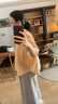 無(wú)印良品（MUJI）女式 涼感 襯衫領(lǐng)短袖襯衫女士襯衣女裝25年夏季上衣涼感物語(yǔ) 淺橙色條紋 M (160/84A) 曬單實(shí)拍圖
