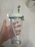 Glasslock玻璃杯進(jìn)口帶蓋大容量男女夏季高顏值冷萃杯吸管刻度杯綠色450ml  曬單實(shí)拍圖
