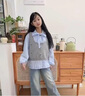 女童春裝套裝2025新款兒童時(shí)髦春秋女孩洋氣襯衫馬甲牛仔褲三件套 三件套【襯衫+馬甲+褲子】 150 曬單實(shí)拍圖