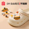 名創(chuàng)優(yōu)品（MINISO）洞洞鞋男女夏季外穿涼鞋防滑厚底踩屎感包頭涼拖鞋 卡其+海洋星星 曬單實拍圖