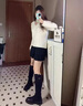 OLJ奢侈高端品牌女靴英倫真皮長(cháng)筒靴秋季新款騎士靴粗跟厚底高筒靴 黑色(單里) 37 曬單實(shí)拍圖