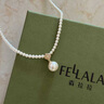 翡拉拉（fellala）韓雪同款「印象巴黎」施家珍珠項鏈四葉草鎖骨鏈七夕情人節禮物 商場(chǎng)同款|白色 曬單實(shí)拍圖