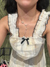 浪莎夏季睡裙女帶胸墊薄吊帶睡衣無袖甜美少女可外穿情人節(jié)女士家居服 曬單實拍圖