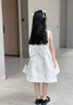 FIDQIOG國際品牌女童緞面公主裙晚禮服花童婚禮兒童鋼琴演奏生日主持人短 灰色 M 130cm 曬單實(shí)拍圖