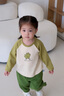 幼歌（YOUGE）嬰幼兒卡通撞色柔軟寬松插肩長(zhǎng)袖T恤寶寶舒適插肩袖上衣 綠色 73 cm 曬單實(shí)拍圖