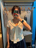 UR2025秋季新款女裝簡約設(shè)計感披肩式修身短袖T恤UWU450013 曬單實拍圖