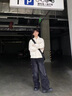 卡圖弛潮牌拼接寬松直筒牛仔褲男春秋季美式高街痞帥百搭做舊闊腿長褲子 黑色 XL 【建議120-140斤】 曬單實(shí)拍圖