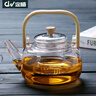 定梧玻璃煮茶壺中式提梁壺家用耐高溫?zé)畨仉娞諣t蒸煮茶器圍爐燒水壺 竹把提梁壺【1700ML】 曬單實(shí)拍圖