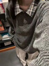 美式復古長(cháng)袖t恤男女秋季慵懶感套頭衛衣寬松情侶polo衫外套上衣 深灰色 M (1) 【80-100斤】 曬單實(shí)拍圖