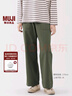 無(wú)印良品（MUJI）女式水洗人字紋工裝直筒褲褲子女款長(cháng)褲休閑褲純棉女裝25年秋季 卡其綠 M （160/66A） 曬單實(shí)拍圖