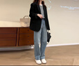 GARNUO黑色小西裝外套女小個(gè)子2025春秋新款韓系炸街高級(jí)感氣質(zhì)休閑西服 黑色 M【101-110斤】 曬單實(shí)拍圖