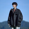 Shelley Jones美式復古pu皮衣外套男士秋季新款寬松潮流高級感痞帥夾克上衣服裝 黑色 XL [建議125-135斤] 曬單實(shí)拍圖
