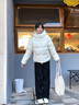 森馬（Semir）羽絨服女90絨子短款輕暖三防可愛(ài)花苞帽2025冬新款立體防風(fēng)外套 【正肩顯瘦廓形】奶白10501 L 曬單實(shí)拍圖
