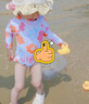 鉑吶苓女童游泳衣女寶寶夏季露背連體泳衣卡通印花外出游泳衣兒童帶泳帽 橘粉花朵【含同款泳帽】 100 -110cm【建議25-35斤】 曬單實(shí)拍圖