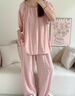 望點(diǎn)春秋新款純色國風(fēng)提花云朵棉少女睡衣套裝休閑家居服可外穿兩件套 桃粉圓領(lǐng)雙長(cháng) L 碼 曬單實(shí)拍圖