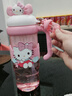 OQB德國HelloKitty水杯大容量夏天可愛冰霸杯女生高顏值吸管杯子 凱蒂貓專屬立體貼+清潔刷 650ml 曬單實拍圖