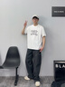 勁霸男裝（K-Boxing）【情侶款】秋冬時(shí)尚潮流廓形拳擊印花男女款T恤CTCN3726 米白（Queen款） L 曬單實(shí)拍圖