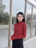 班尼路毛衣女針織打底衫女裝2025秋冬季新款內搭上衣服半高領(lǐng)t恤女 酒紅#純色 M 曬單實(shí)拍圖