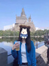 皓娥針織毛衣開(kāi)衫外套女短款圓領(lǐng)內搭彈力修身顯瘦韓版學(xué)院風(fēng)秋季上衣 藍色 M 曬單實(shí)拍圖