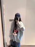 詩丹蕊oversize灰色拼接格子拉鏈外套女春秋2025新款韓系慵懶風連帽開衫 灰色（春秋）薄款 均碼 【可備注碼數(shù)】 曬單實拍圖