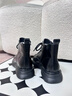 卓詩(shī)尼厚底靴子馬丁靴女2025年秋冬新款英倫風(fēng)單靴黑色加絨保暖短靴女靴 黑色 37 曬單實(shí)拍圖