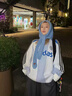 BIBK日本毛線(xiàn)帽女秋冬季氛圍感針織巴拉克拉法帽簡(jiǎn)約百搭防寒保暖 天藍色 曬單實(shí)拍圖