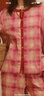 朵朵·可可春秋季新款睡衣女純棉格子舒適簡(jiǎn)約圓領(lǐng)家居服套裝 粉格 M (160) 曬單實(shí)拍圖